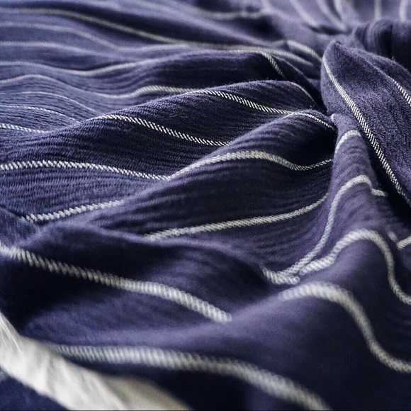 Blue Floral Striped Tie Front Bell-Sleeve Top - Picture 8 of 9